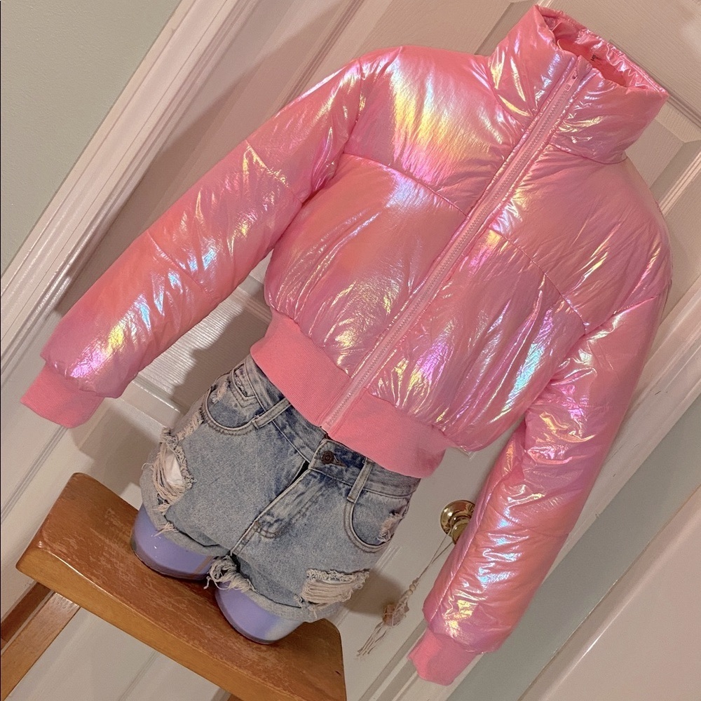 EN MERCI Shimmering Pink Women's Puffer Jacket ObO
